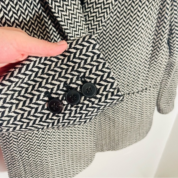 NEW Anine Bing Fishbone Blazer Black Off-White Relaxed Fit Preppy Academia Wool - Picture 8 of 10